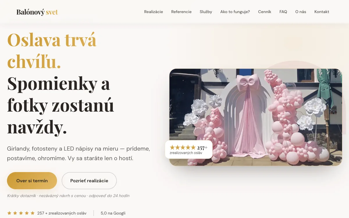 Náhľad webu Balónový svet