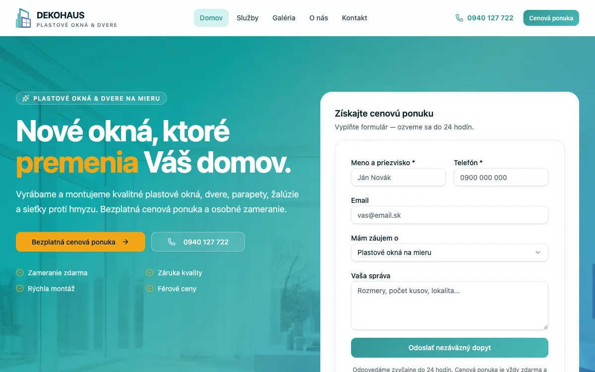 Náhľad webu DEKOHAUS