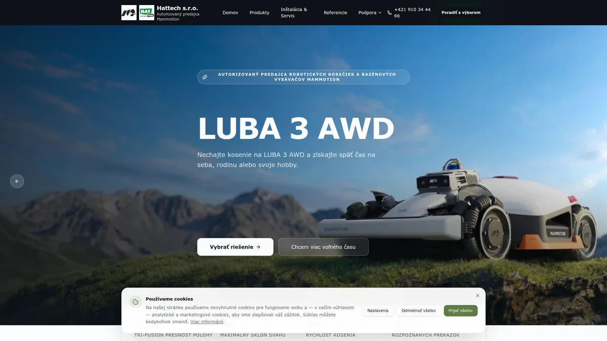 Náhľad webu Hattech – Mammotion